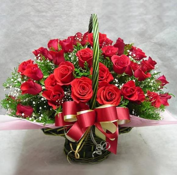 30 Red Roses Basket Arrangement
