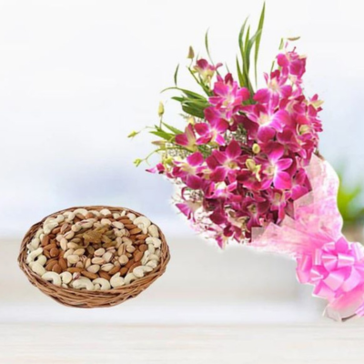 Orchid Bouquet with Dry Fruits